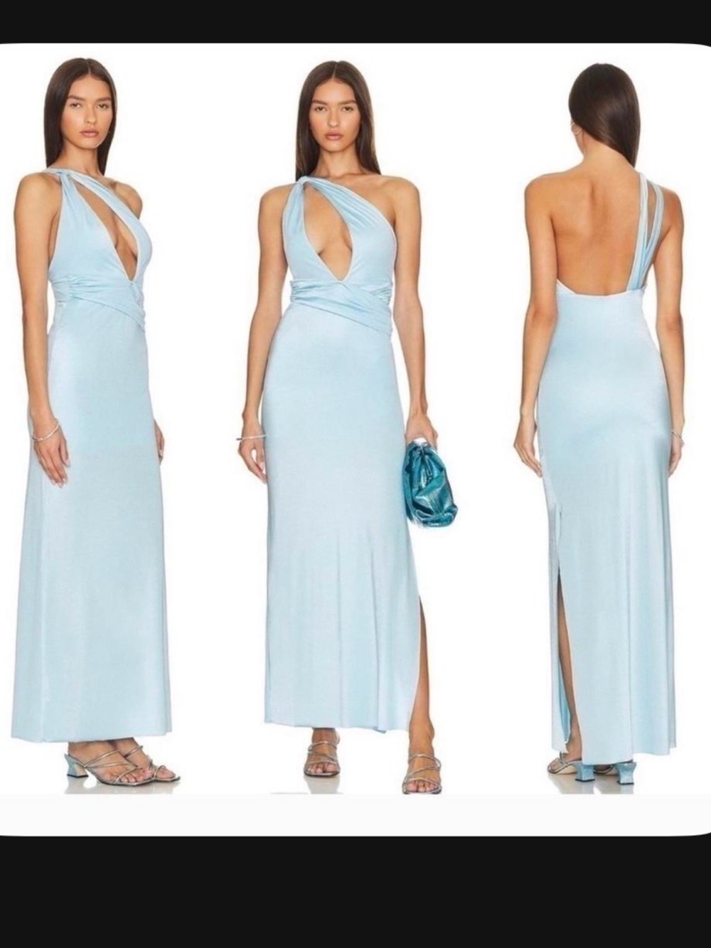 Revolve x Baobab- Lola Maxi Dress Aguas Lindas Blue One Shoulder
